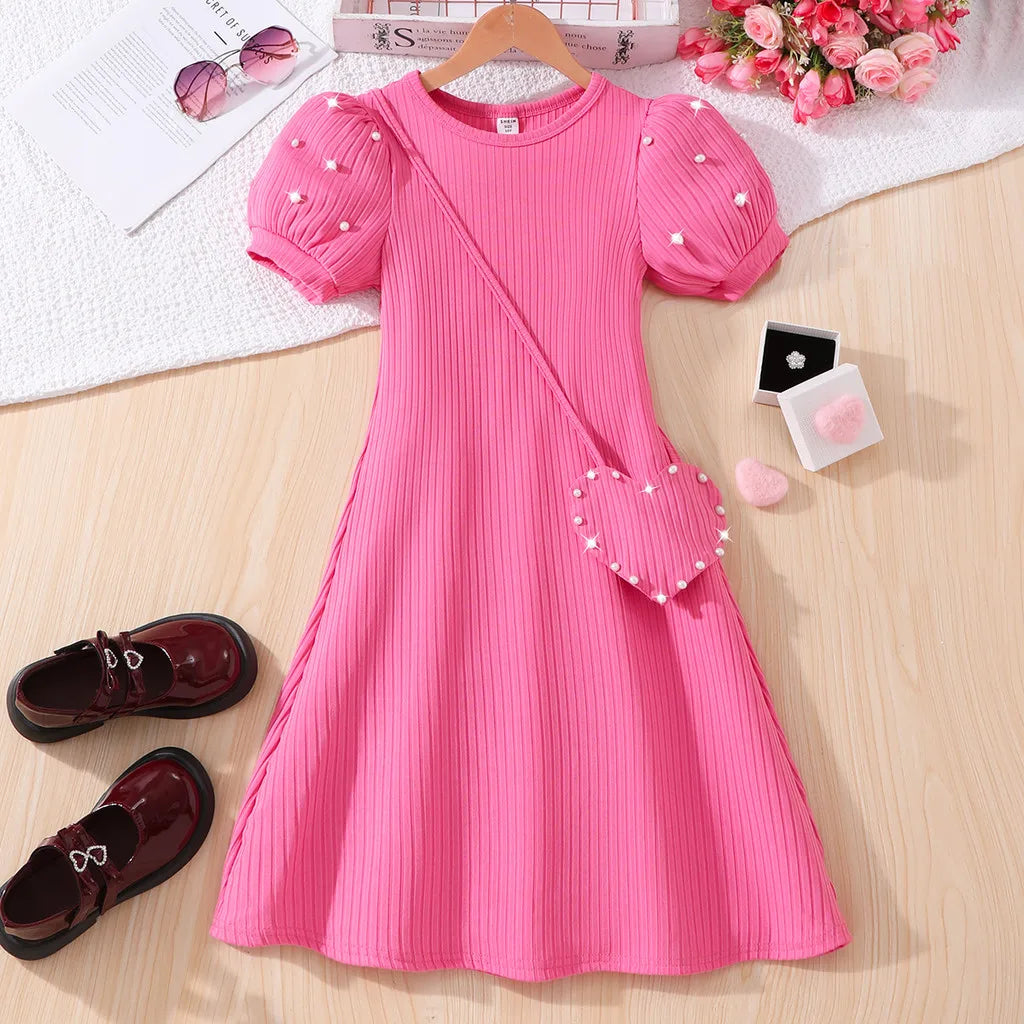 Teen Girl Dress Summer Purple Retro Short Sleeve Children Dresses Fashion Girl Costume Party Big KIds Outfit 7 8 9 10 11 12Yrs