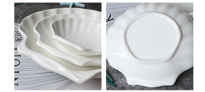 Creative Shell Shaped Ceramic Dinner Dish Household Tableware Snack Dessert Tray Hotel Restaurant Creative Tableware Pasta Plate