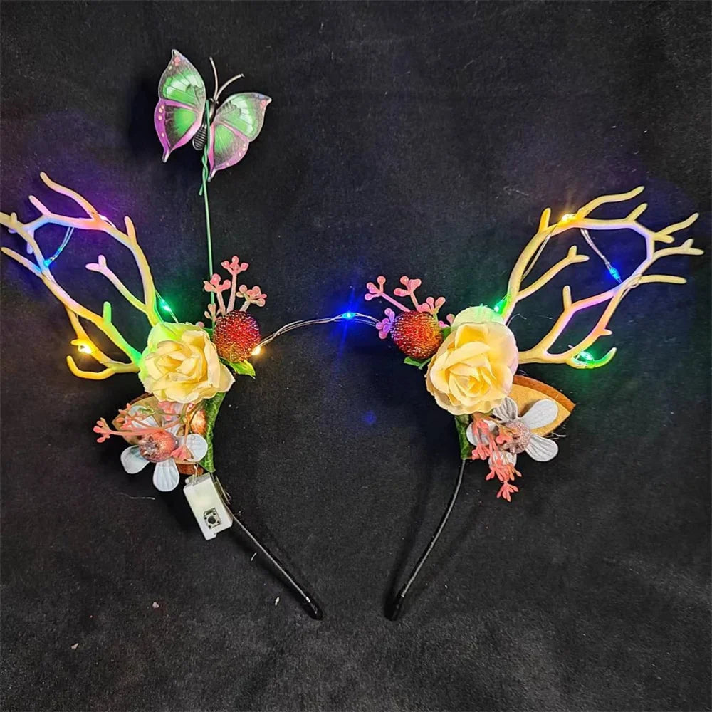 Christmas LED Light Antler Headband Cute  Christmas Party Atmosphere Decoration