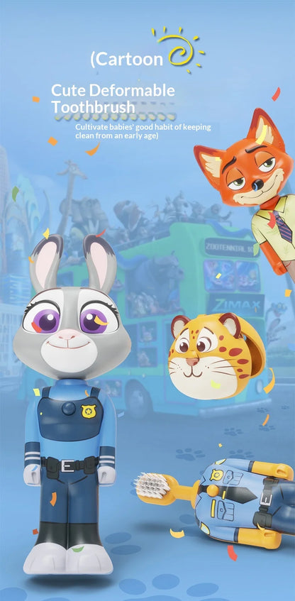 Disney Zootopia Internet Celebrity Retractable Toothbrush Nick Judy Deformed Soft Bristled Toothbrush Fine Bristle Kid Gift Toys