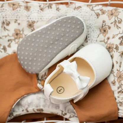 Baby Girls Shoes Bowknot Princess Dress Shoes PU Anti-slip Soft Sole Infant First Walkers Newborn Crib Baby Shoes