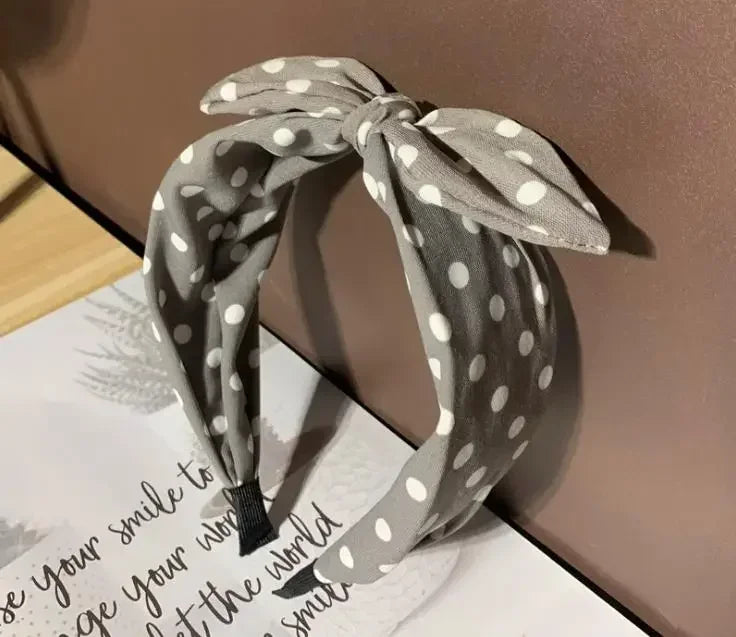 Fashion Hair Accessories Trend Women's Wide Headband Bow Knot Cross Sweet Style Polka Dot Hairband Cute Hoop Headwear