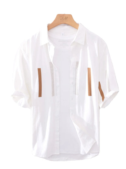 Comfortable Casual Loose Men's ort Sve irt Breathable Polyester Fiber Summer Faionable Japanese Sle Striped irt(Available)