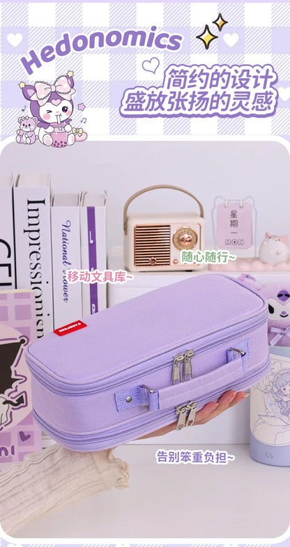 Portable Pencil Case for Students - Durable Oxford Fabric Stationery Bag with Zipper, Pen Slots & Large Storage Space