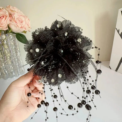 Fashion Fairy Butterfly Feather Tassel Hair Claw Shark Clips Temperament Mesh Flower Claw Clip Women Headwear Hair Accessories