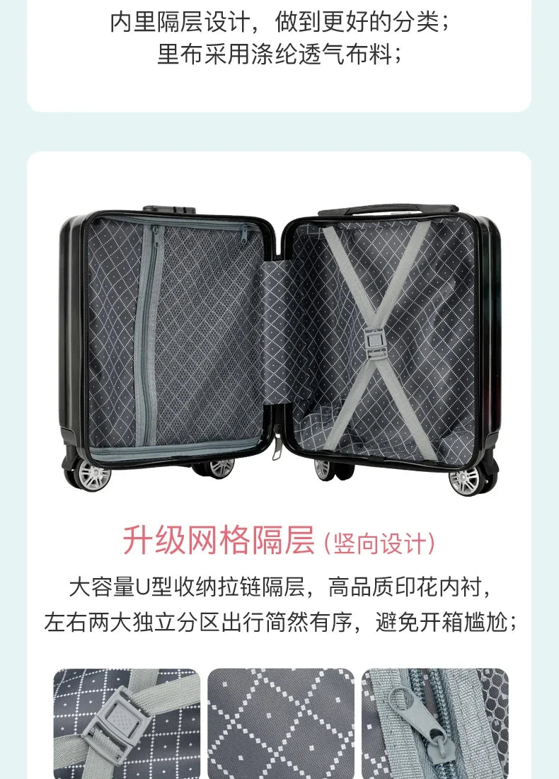 14 Inch Small Luggage Compartment 20*30*40 Cm Spring and Autumn Air Travel Boarding Password Box Travel Suitcase