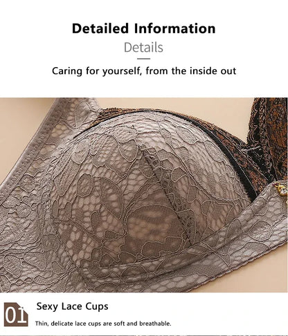 Women Bra Adjustable Lace Underwear Brassiere V-neck Non Steel Ring Anti Sagging Soft Comfortable Sexy Lingerie Intimate