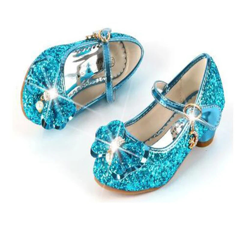 Children's Shoes  Princess Shoes Girl's Fashion Sandals Crystal Princess Shoes Blue Pink Silver