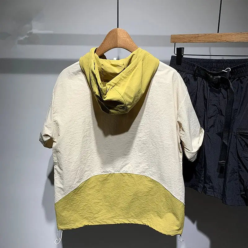 Faionable Color Blo Men's T-irt Casual Lightweight ort Sve Hoodie Polyester Fiber Spring Summer Trendy Workwear (Available)