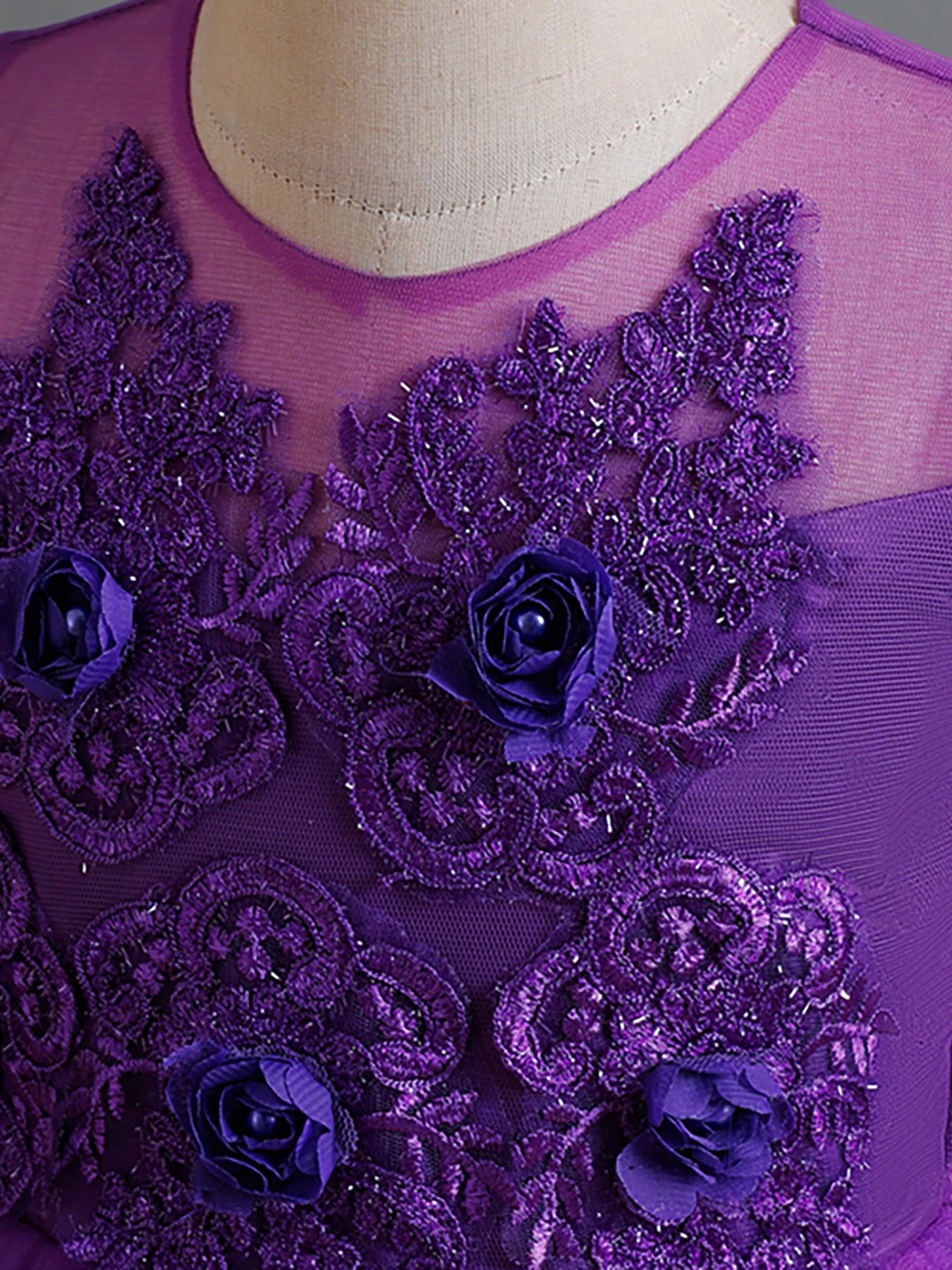 Purple Girl Wedding Flower Girl Bridesmaid Dress Suitable for Embroidered Party Dresses for Girls Aged 3 to 12
