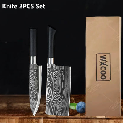 Professional Kitchen Knives Stainless Steel Scissors Fruit Utility Knife Sharpening Rod Sharp Slicing Chef knife Cooking Tools