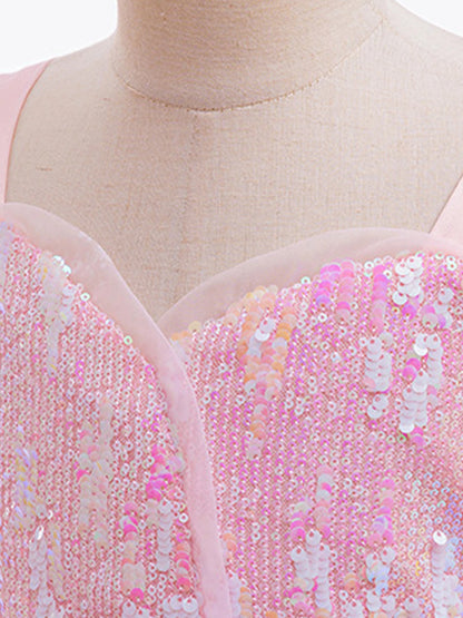 Festive Dress For Girl Fancy Pink Princess Dress Elegant Puffy Girls Wedding Bridesmaid Pageant Party Dress Birthday Ball Gown