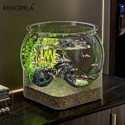High-Transparency Goldfish Tank Shatterproof Scratch-Resistant Small Desktop Hydroponic Fish Bowl for Office And Home