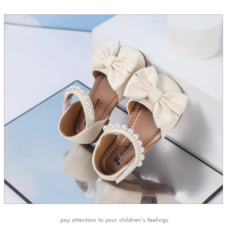 Girls' Sandals and Children's Princess Shoes 2026 Spring New Arrival for Girls Student Rhinestone Bow Performance Shoes