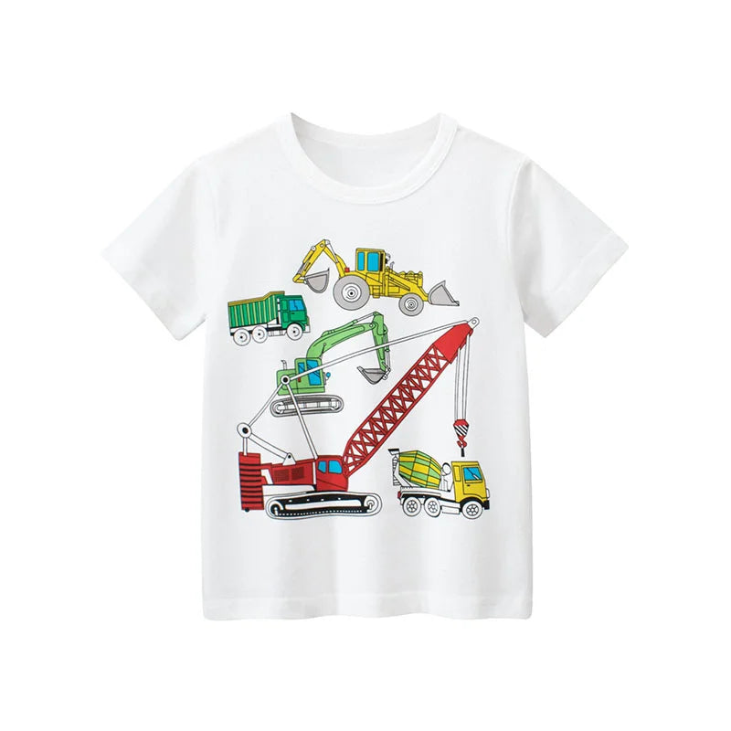 Jumping Meters Hot Selling Boys Girls Summer Baby T Shirts Short Sleeve Cartoon Cars  Toddler Tees Tops Boys Girls Clothing