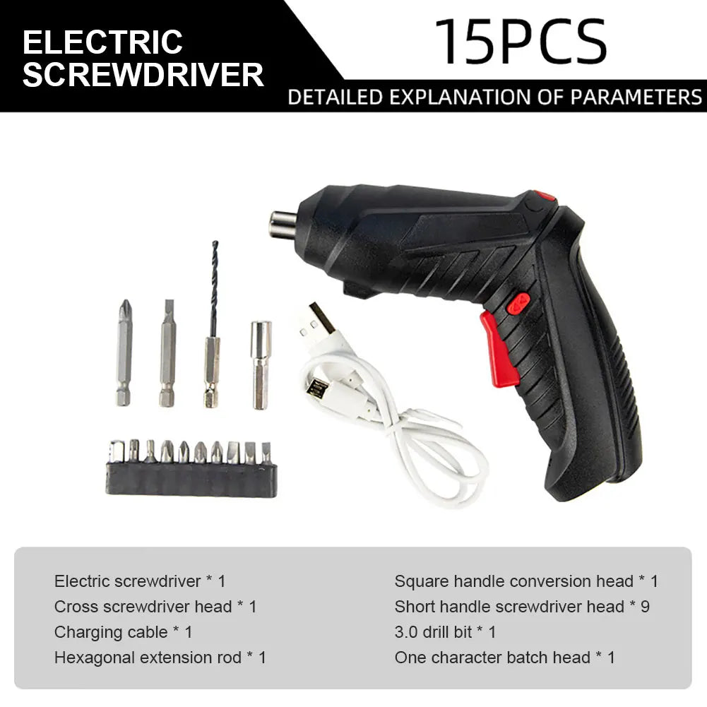 Electric Screwdriver Battery Rechargeable Cordless Screwdriver Powerful Impact Wireless Screwdriver Set Mini Drill Power Tools