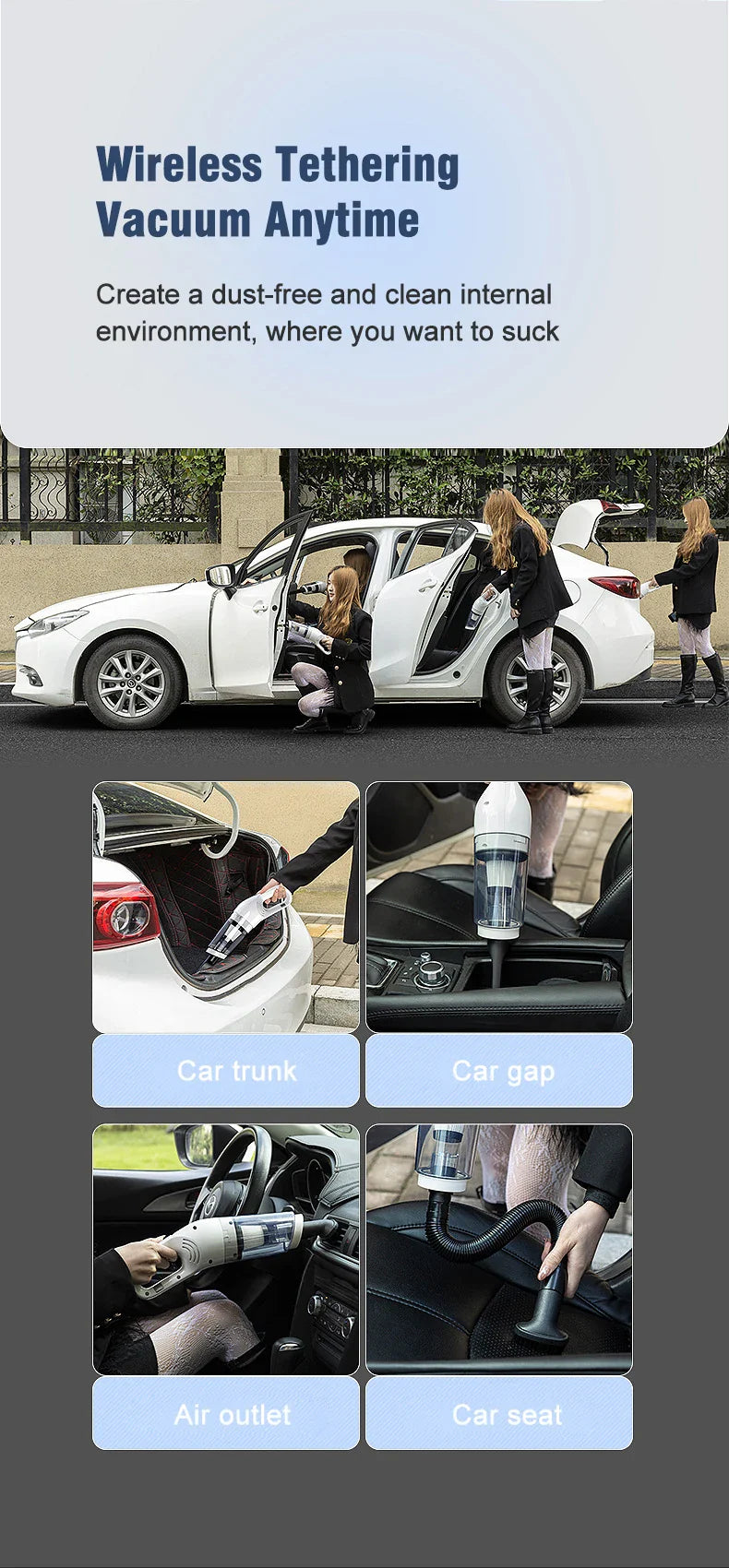 Handheld Vacuum Cleaner 6500P Powerful Suction LED surface Multifunctional Wireless Vacuum Cleaner for Car Floor Household