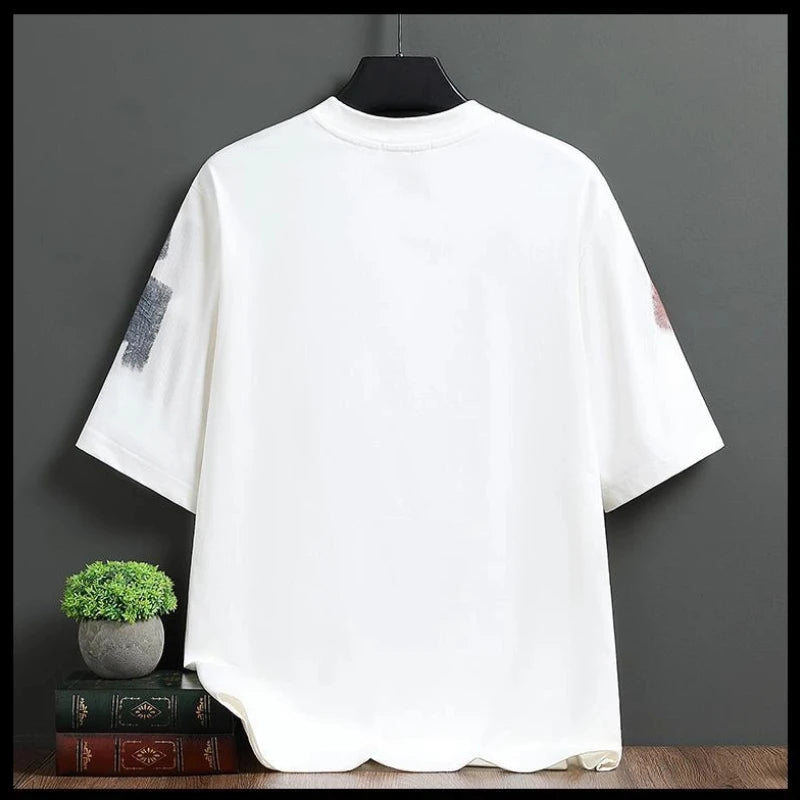 Men's Trend Printing Loose Youth Pullovers Top Summer New Short Sleeve Plus Size Lazy Style T Shirts Fashion Casual Men Clothing (Available)