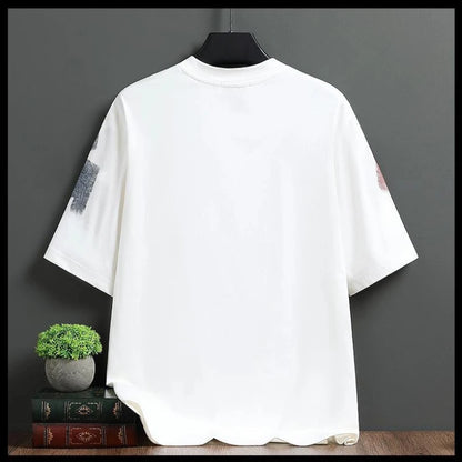 Men's Trend Printing Loose Youth Pullovers Top Summer New Short Sleeve Plus Size Lazy Style T Shirts Fashion Casual Men Clothing (Available)