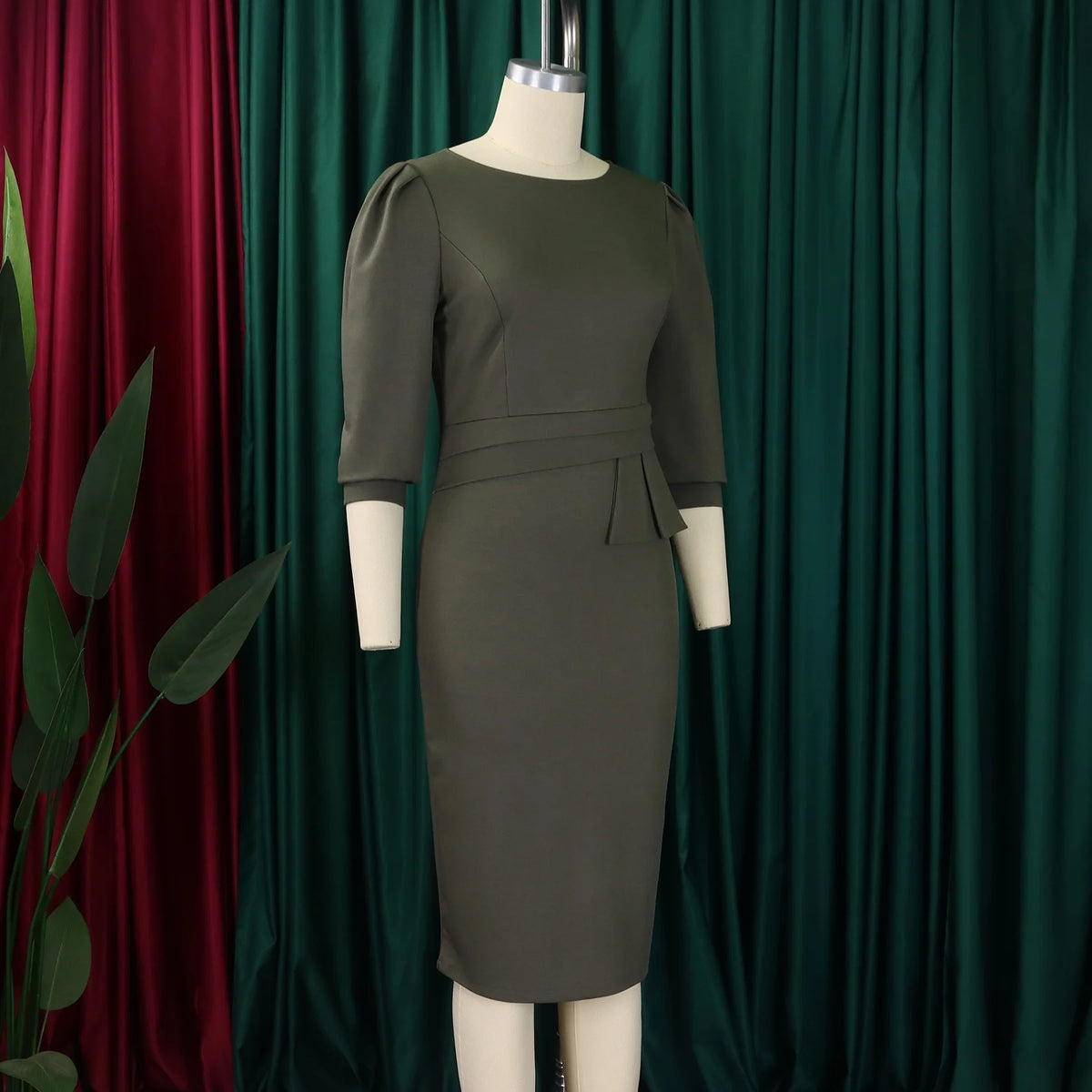 Elegant Office Dresses for Women O Neck Half Sleeve Sheath Package Hips Formal Business Work Wear Vestidos Mujer Dress Clothes