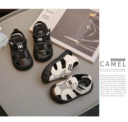 Kids Summer Sandals Boys' Toes Capped Hollow Walking Shoes  New Children Casual Versatile Beach Shoes for Vacation Air Mesh
