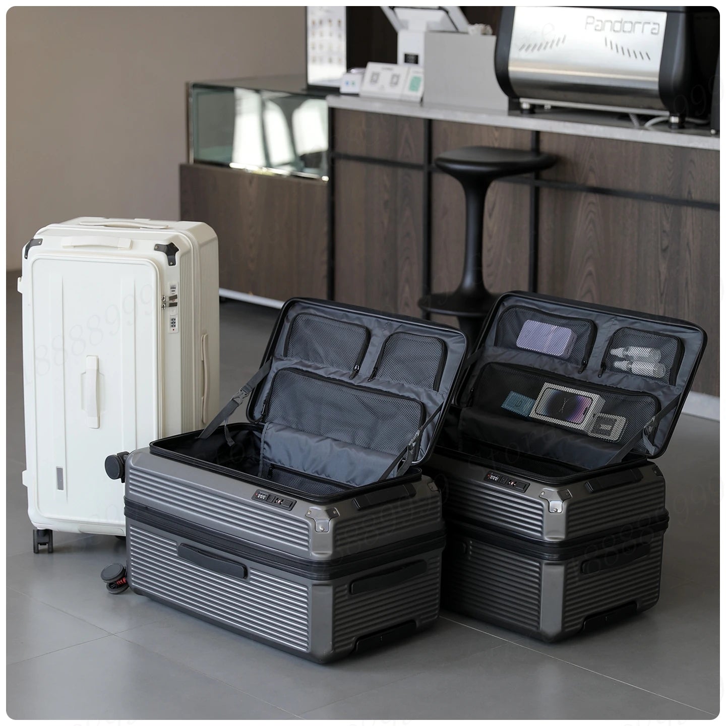 Large Capacity PC Material Suitcase 20/28/32/34-inch Deep-Compartment Travel Luggage with Combination Lock Side-Open Hard Shell