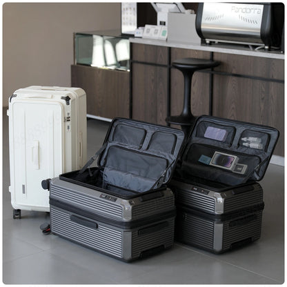 Large Capacity PC Material Suitcase 20/28/32/34-inch Deep-Compartment Travel Luggage with Combination Lock Side-Open Hard Shell