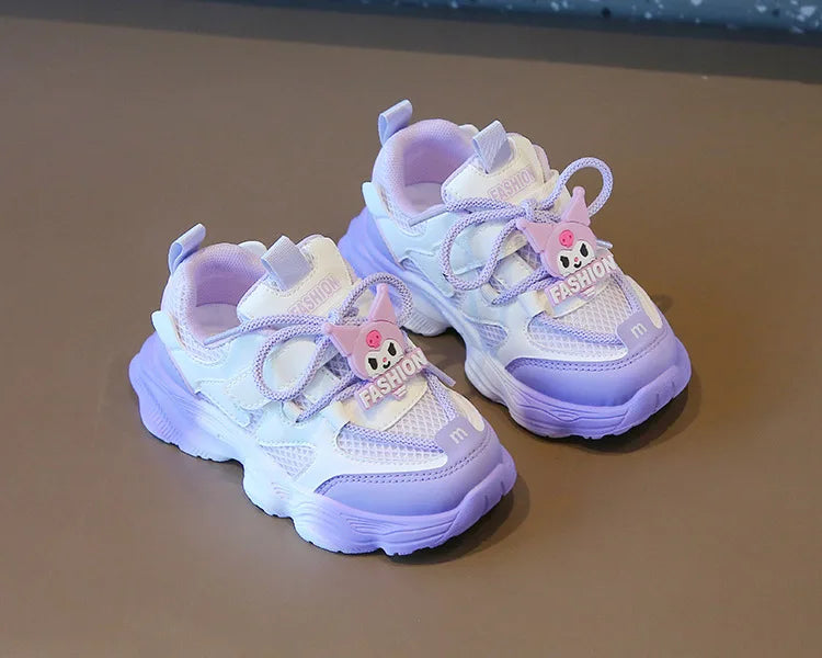 2026 Girls Kuromi Autumn New Board Shoes Sanrio Sports Dad Shoes Children Cartoon Kawaii Comfortable Breathable Casual Shoes