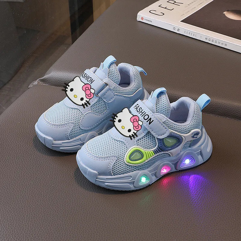 Sanrio children's cartoon hello kitty boys girls non-slip soft Light up casual shoes sports shoes student running shoes LED