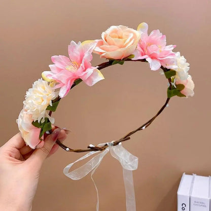 Bohemia Style Bride Garland Simulation Flower Hair Ornaments Simulation Wreath Thai Adjustable Seaside Vacation Headdress Party