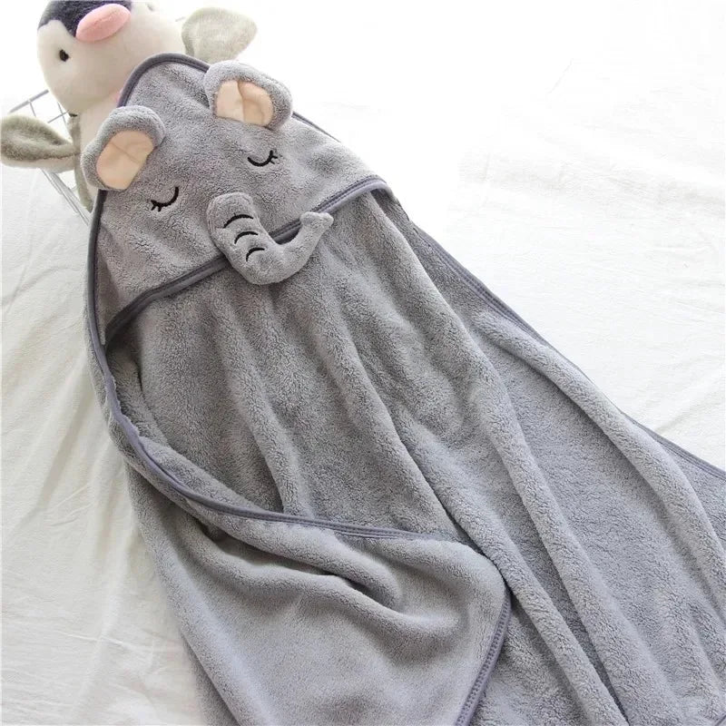 -Cartoon Animal Baby Hooded Bath Towels Toddler Bathrobe Warm Sleeping Swaddle Wrap for Boys Girls Newborn Soft Towel Blanket