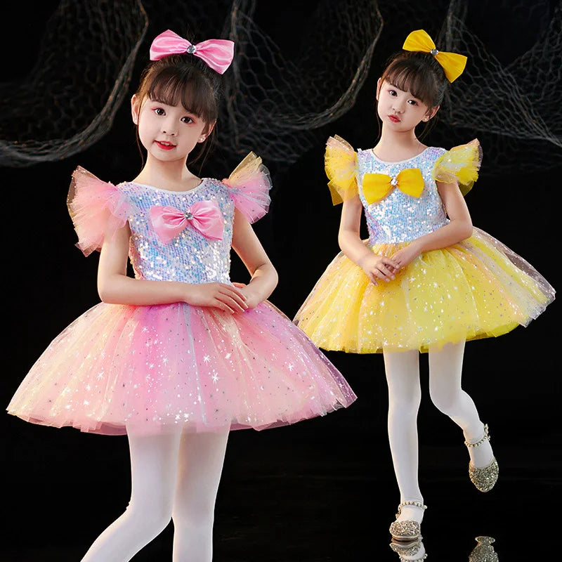 Summer Party Girls Dresses Kids Clothes Vestidos Princess Outfit Girl Dress Tutu Stage Ballet Leotards Dance Costumes Ballerine