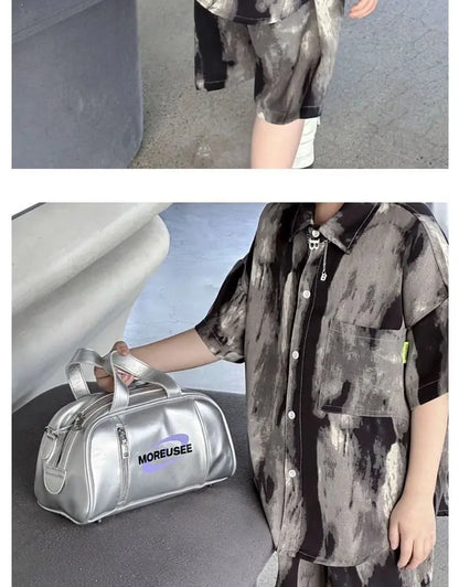 Boys Fashion Summer Tye-die Short Sleeve Shirts+Pants 2pcs Suits Years Kids Trend Streetwear Oufits Sets Children Clothing