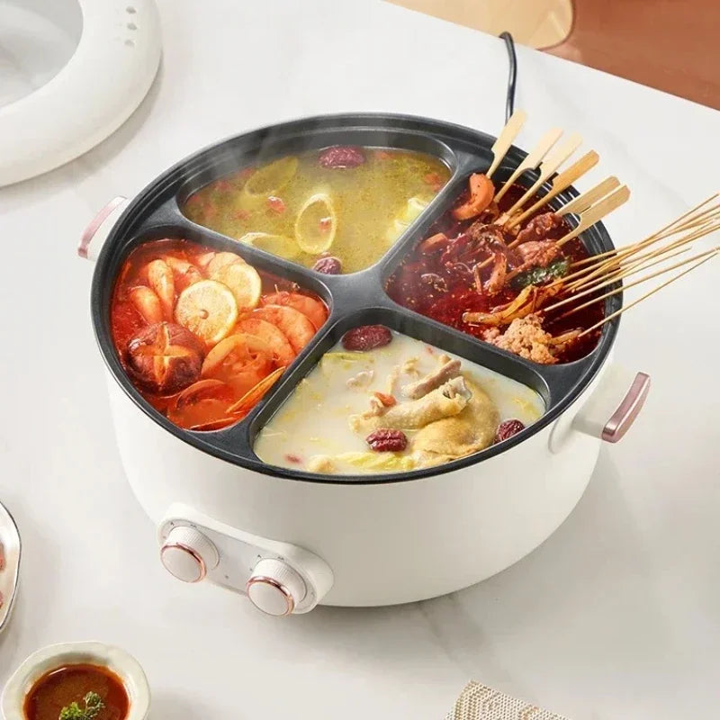 Colorful Mandarin Duck Electric Pot Four-Grid Multi functional Household 6-liter Capacity Integrated Hot Pot Electric Caldron