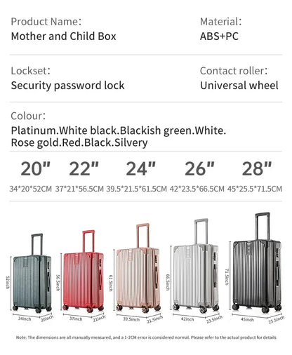 100% Aluminum Magnesium Alloy Luggage Trolley - 20-28 Inch Carry-On With Cup Holder | Lightweight Travel Suitcase