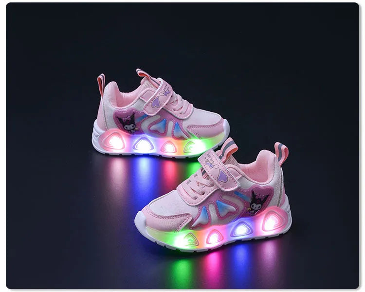 Tenis Children Led Shoe Girls Lighted Sneakers Glowing Shoe for Kids Soft Soled Breathable Casual Toddler Ctue Kuromi Baby Shoes