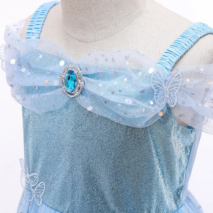 Birthday Party Princess Dress Girl Summer Girl Halloween Carnival Cosplay Elsa Costume Holiday Party Dreamy Sequin Fancy Gown