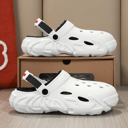 Winter Warm Home Slippers Men Waterproof Fur Clogs Slippers Garden Slippers Fuzzy Plush Slippers Bedroom Shoe For Indoor Outdoor