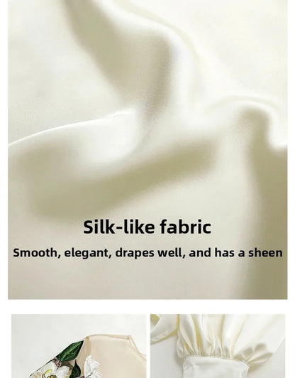 Embroidered Heavy Work Satin Patchwork irt Women's Sle Spring New Arrival Long Sve round Ne Fly Sve Lace Top