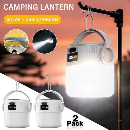 Outdoor Solar Lantern Waterproof Design Dual Light Modes Portable Lightweight Long Runtime Solar Powered Camping Emergency Light