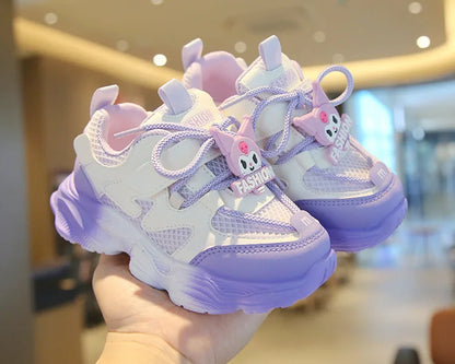 2026 Girls Kuromi Autumn New Board Shoes Sanrio Sports Dad Shoes Children Cartoon Kawaii Comfortable Breathable Casual Shoes