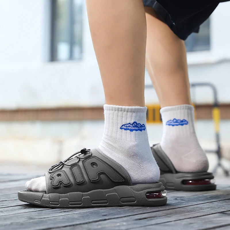 Fashion Luxury Men Slides Designer Platform Men's Cushion Slippers High quality Brand Slides For Man Beach Outdoor Sandals Men