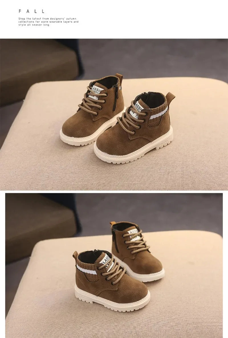 Material Plush Kids Winter Boots Cotton Fabric Spring Autumn Children Shoes Baby Toddler Boys Girls Boots (Available)