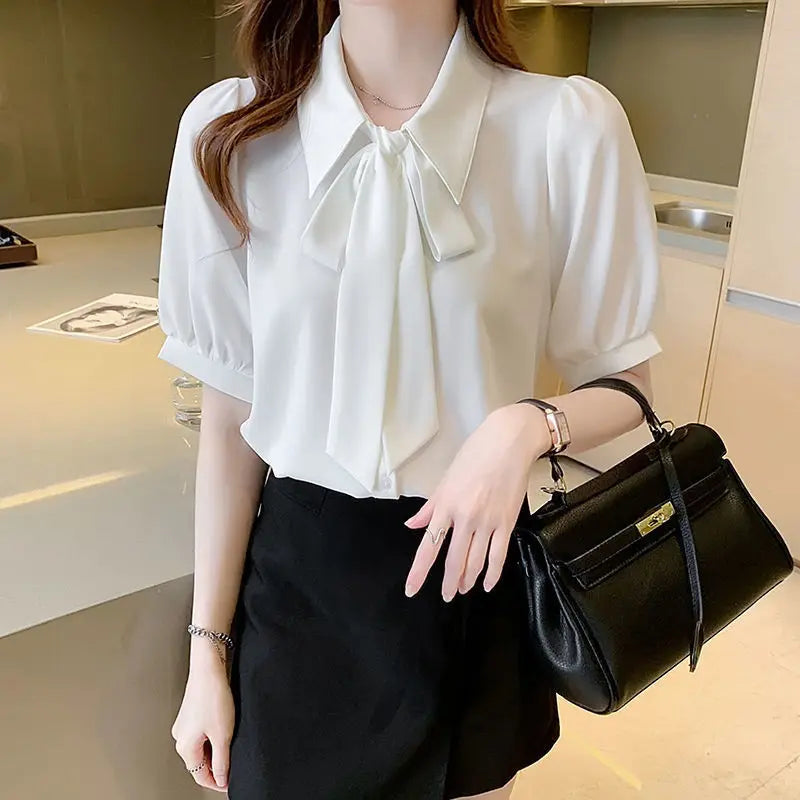 Short Sleeve Shirts Womens Mesh Pleated Pintucked Loose Tunic Casual Club Fairycore Trendy Urban Student Artistic Youthful