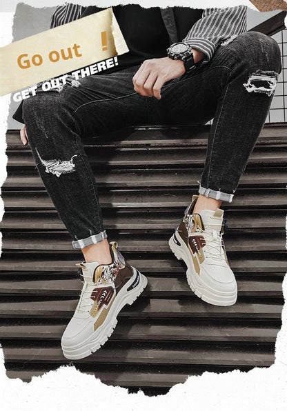 Men's Casual Outdoor Boots Fall Breathable Trendy Versatile Leisure Knob Board Shoes Anti-slip Riding Fashion Sneakers