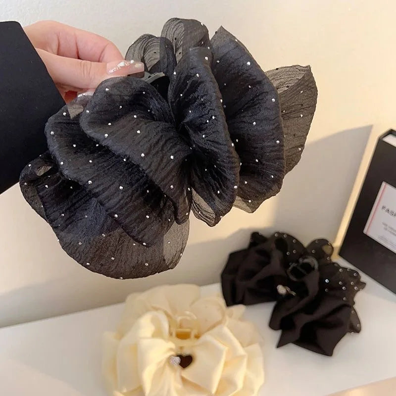 Mesh Bow Hair Clips Women Fashion Grab Claw Clip Female Hair Accessories Korea Elegant Hair Ornament Temperament Girls Headdress