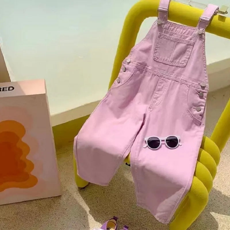 Baby Girl Denim Overalls Pant Pocket Fly Sleeve Shirt Toddler Teen Child Suspender Trousers Kid Dungaree Baby Clothes 3-14Y (Available)