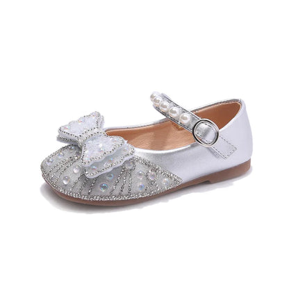 Children's Leather Shoes Bling Sequins Bowknot Princess Shoes for Girls Sweet Chic Kids Causal Wedding Shoes Shallow Versatile