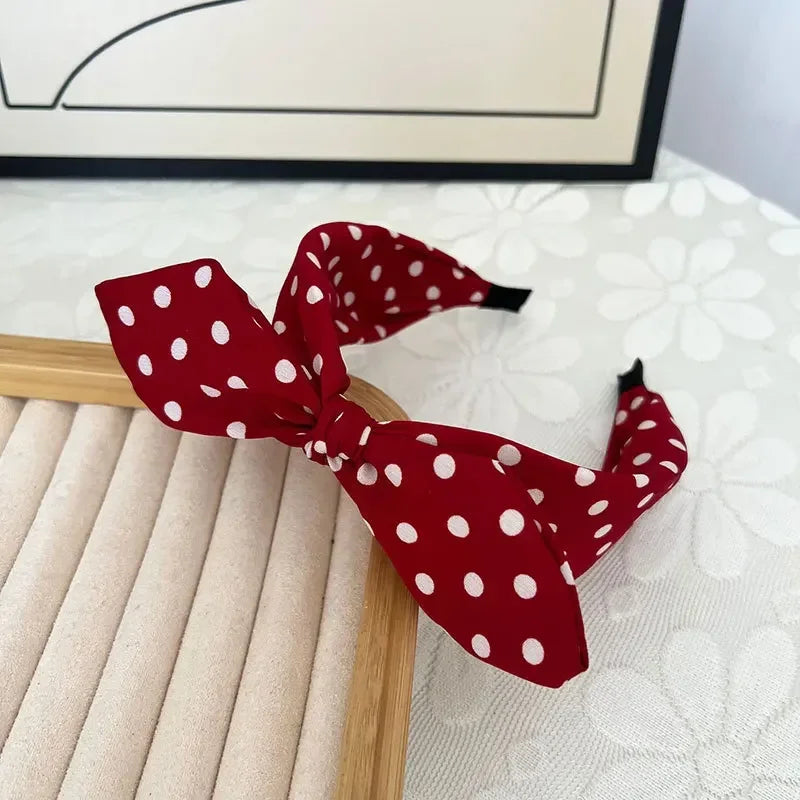 Fashion Hair Accessories Trend Women's Wide Headband Bow Knot Cross Sweet Style Polka Dot Hairband Cute Hoop Headwear