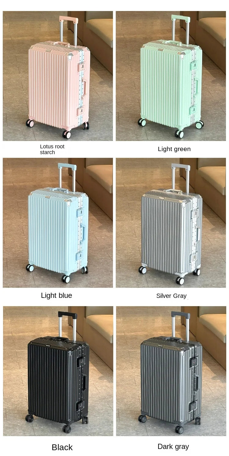 Large Capacity 28 inch Aluminum Frame Suitcase Durable Trolley Case with Universal Wheels, 24 Business Travel Suitcase